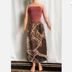 Stretchy Top & Multicolor Maxi Skirt for My Size Barbie Doll 36" New